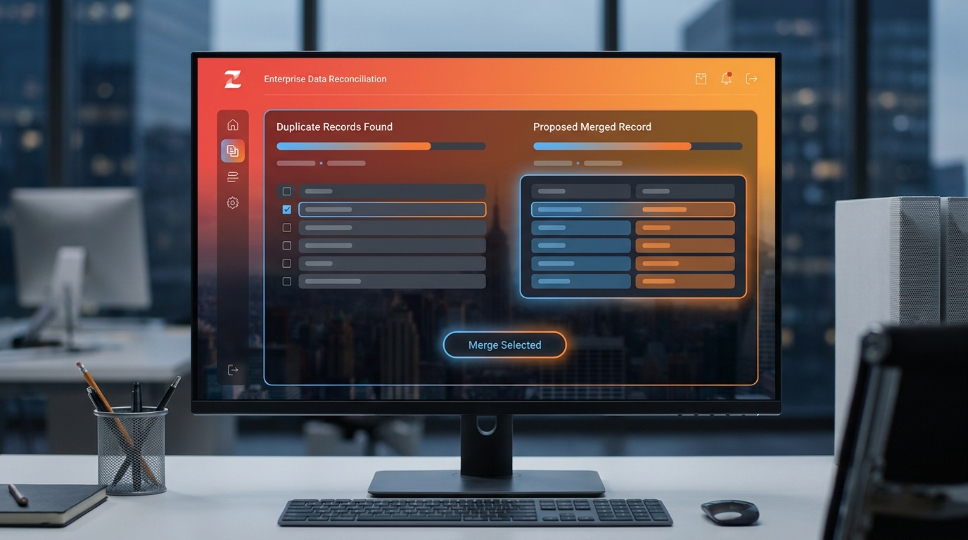 Dashboard reconciliation merge duplicate record