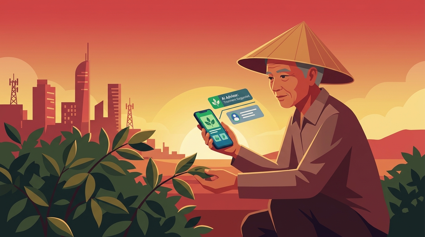 Lá cà phê có đốm vàng do nấm bệnh được Claude phân tích