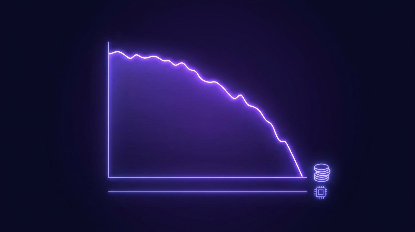 Prompt caching cost savings 90 percent electric violet line chart
