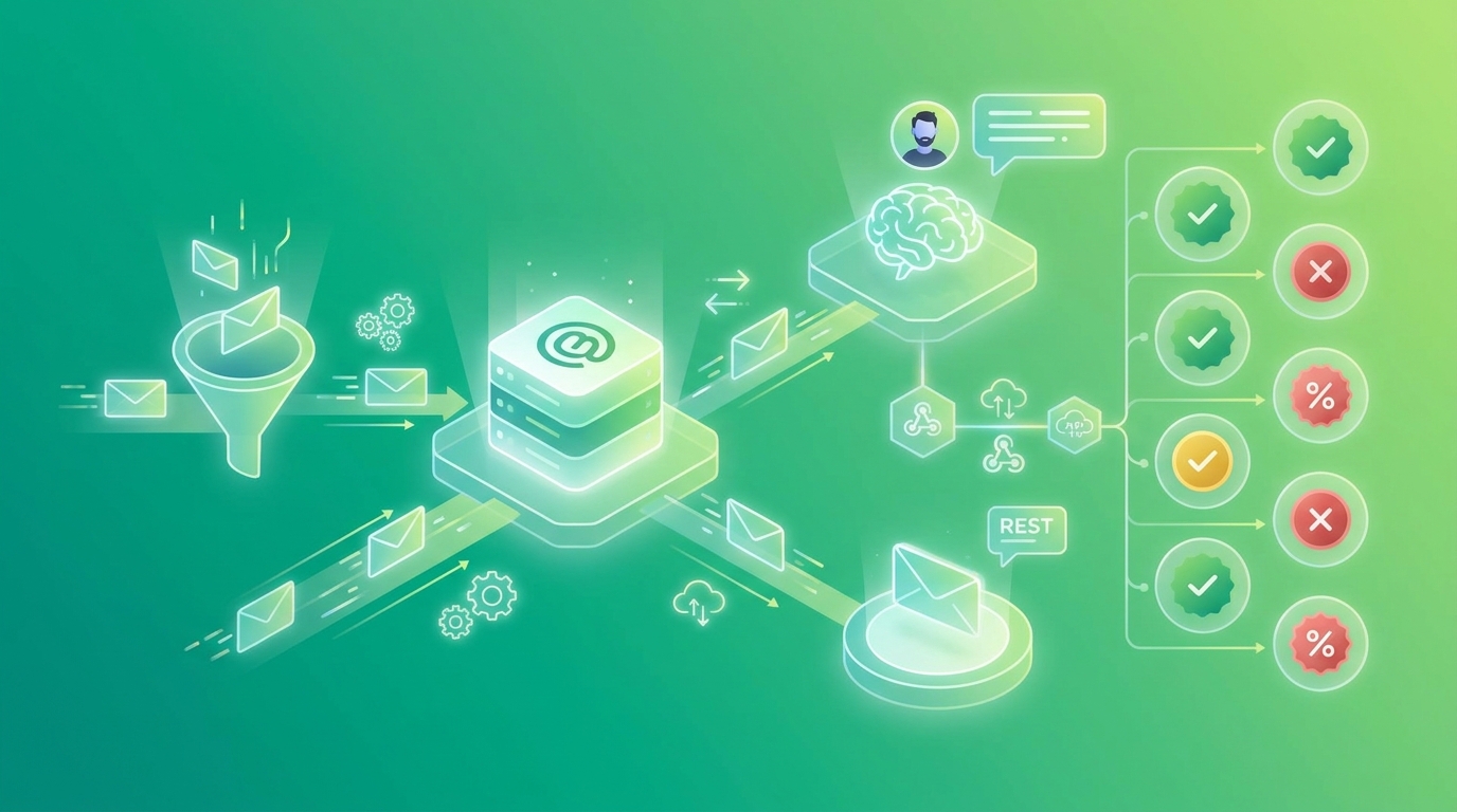 Mailgun email validation pipeline với Claude giải thích lỗi