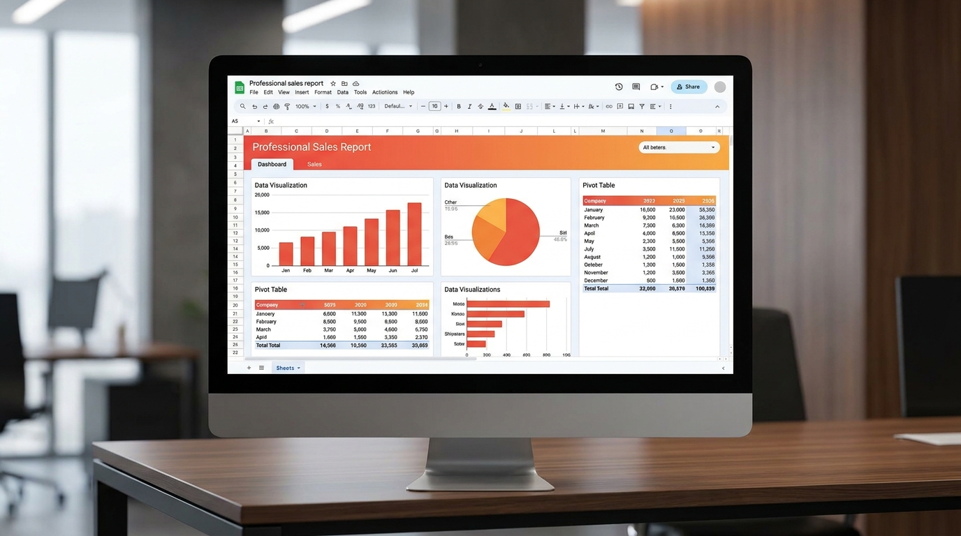 Template báo cáo sale Google Sheets chuyên nghiệp với charts và pivot tables