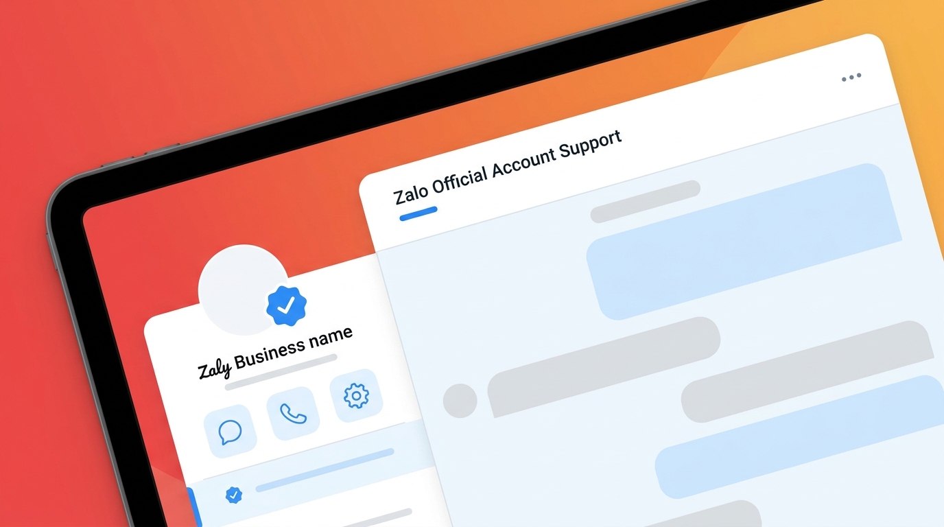 Zalo official account với tick xanh xác thực và preview cấu trúc template hỗ trợ khách hàng