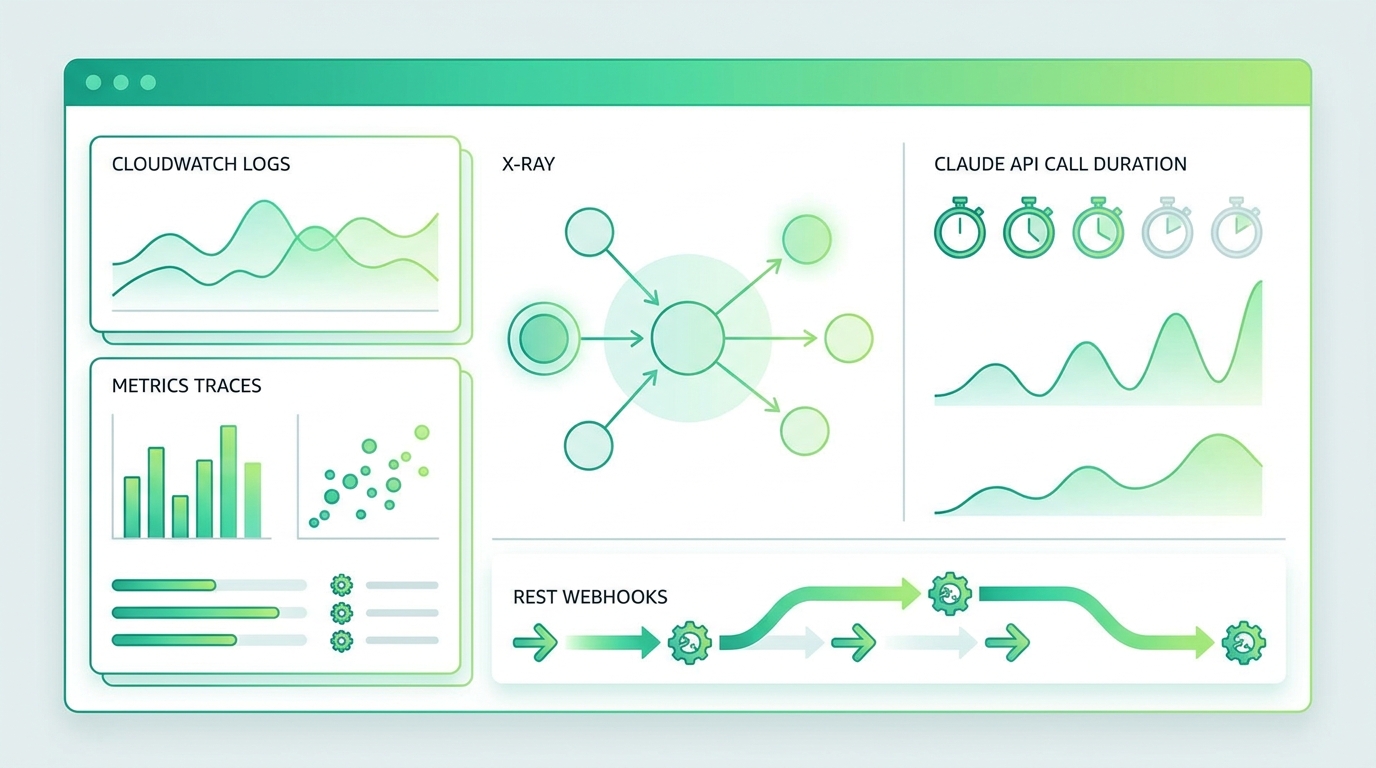 AWS Lambda observability dashboard với CloudWatch metrics
