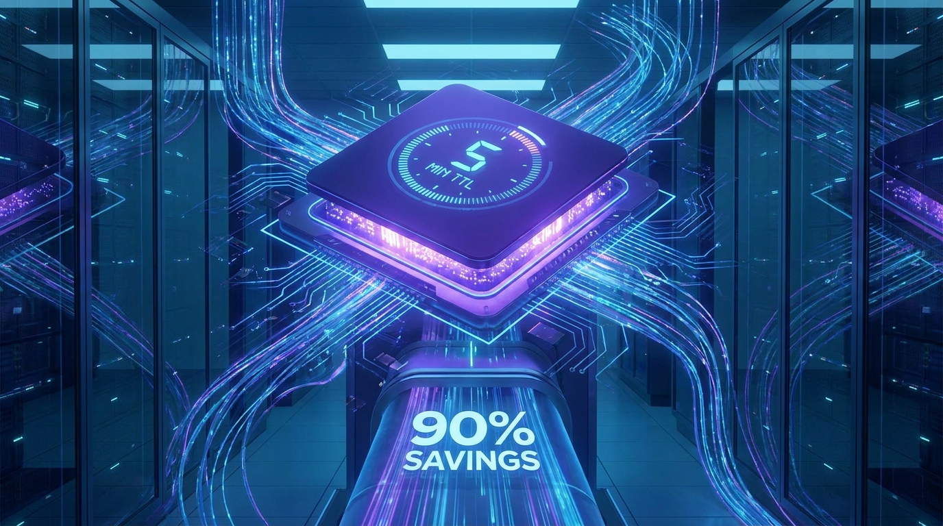 Prompt caching 90 percent savings flow indigo cache panel TTL 5 min 2026