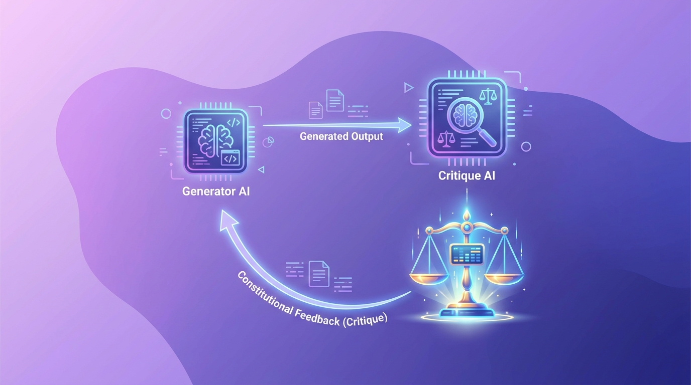 Constitutional AI training loop với AI critique AI feedback
