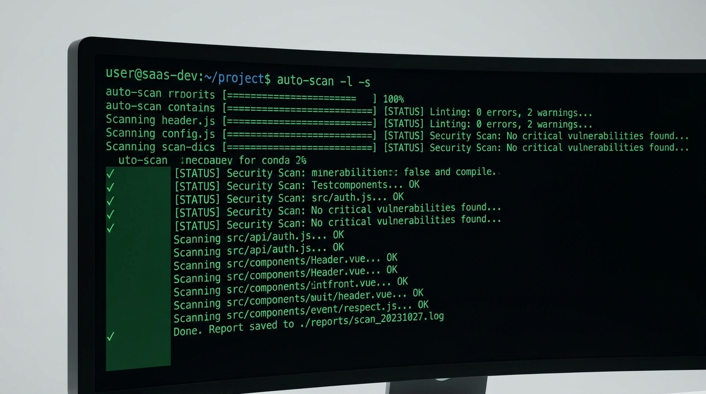 Dual gate: ESLint + SAST scanner feeding into commit pipeline