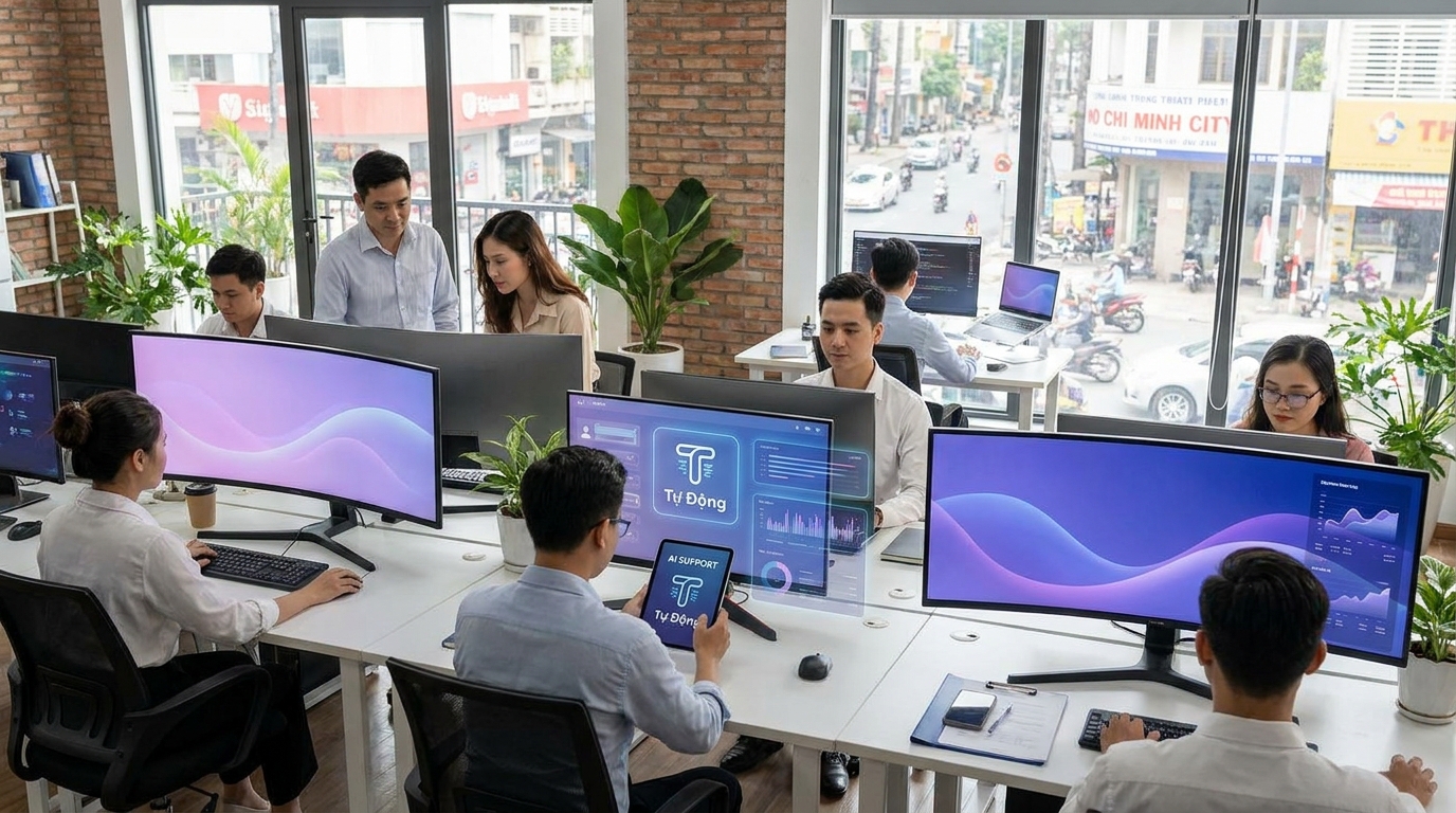 Minh họa tổng quan ai support agent resolve ticket cho SME Việt
