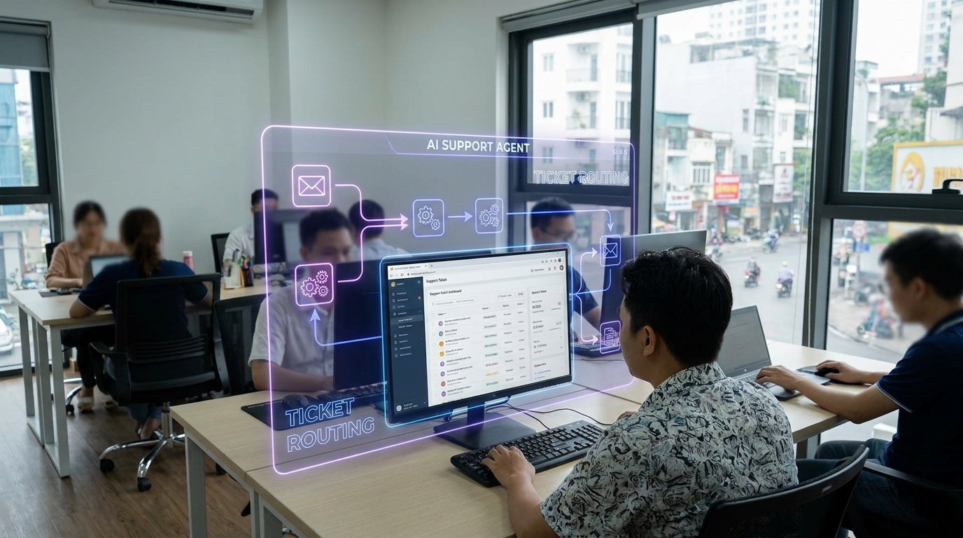 Minh họa workflow knowledge base nên thiết kế ra sao? trong ai support agent resolve ticket