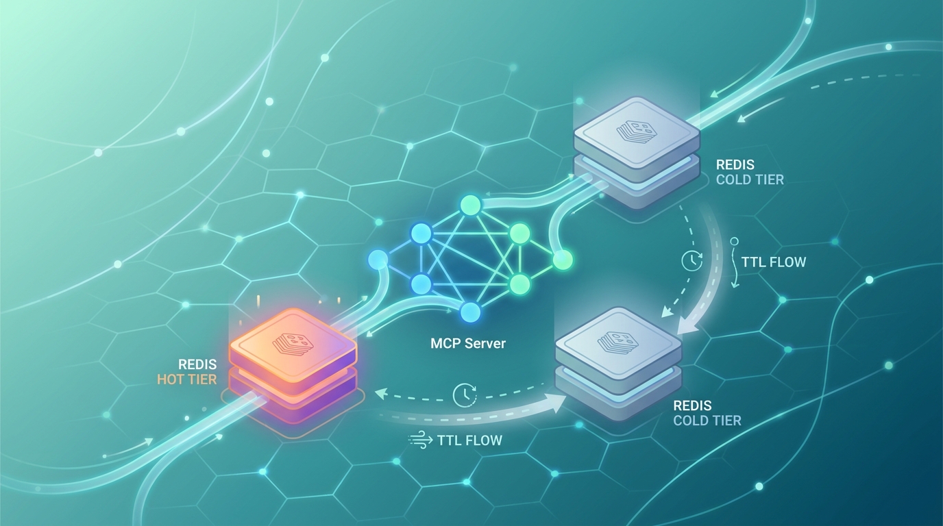 MCP server caching layer với Redis hot-cold data tiers