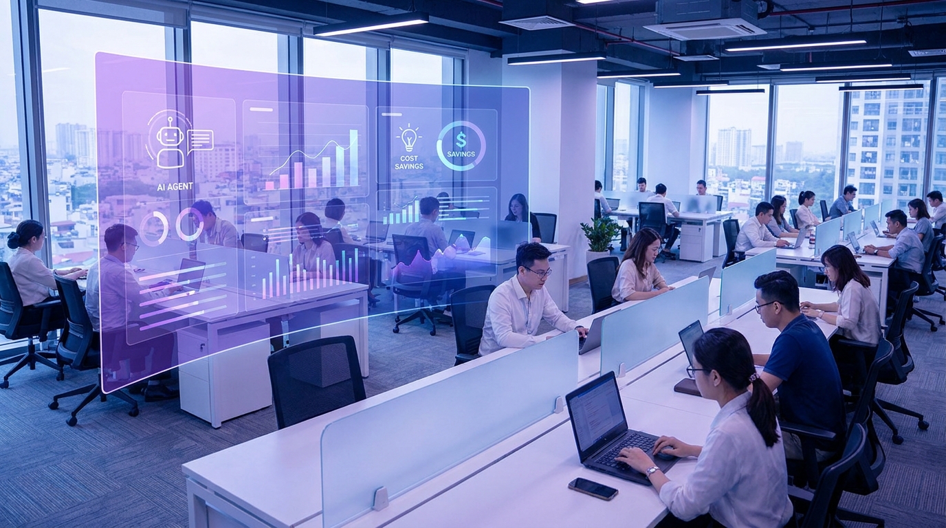 Minh họa tổng quan ai agent cost optimization cho SME Việt